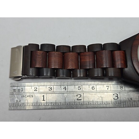 Treehut Wood Wrist Watch Red Ebony Maple Dial Quartz Minimalist New Battery 45mm - Picture 9 of 12